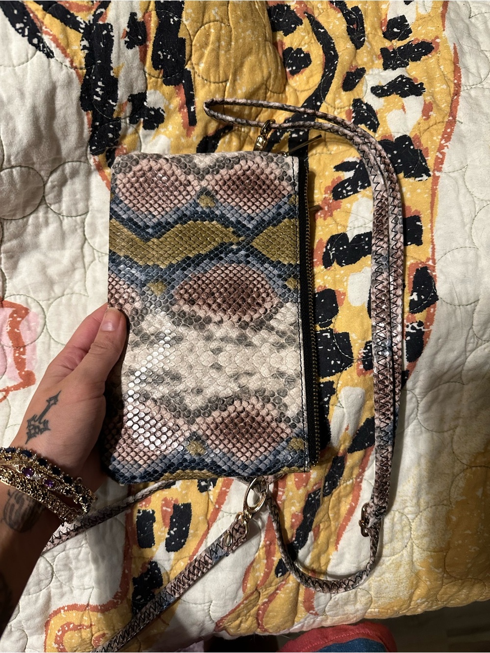 Snake-Print Crossbody Bag